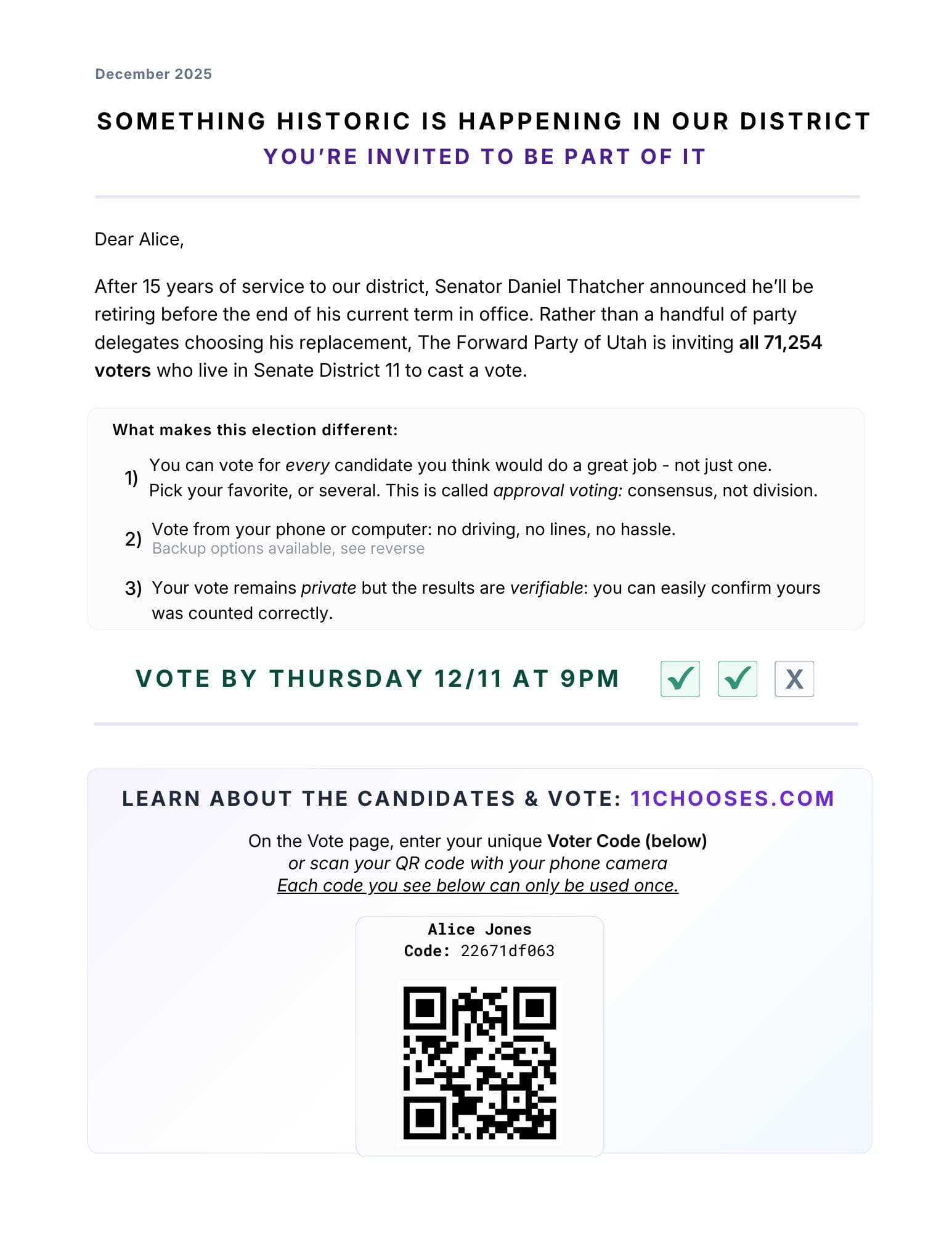 Poll Letters Detailed Voting Plan